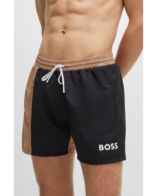 Boss Set mit Beachball-Ausrüstung, Badeshorts und Tasche in Black für Herren