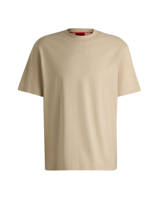 HUGO Relaxed-fit T-shirt Van Katoenjersey Met Logoprint in het Natural voor heren