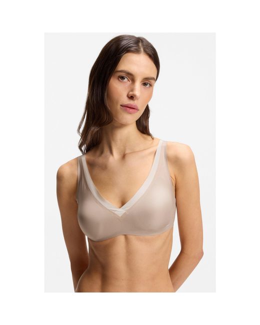 Boss Gray Two-Tone Bra With Adjustable Straps