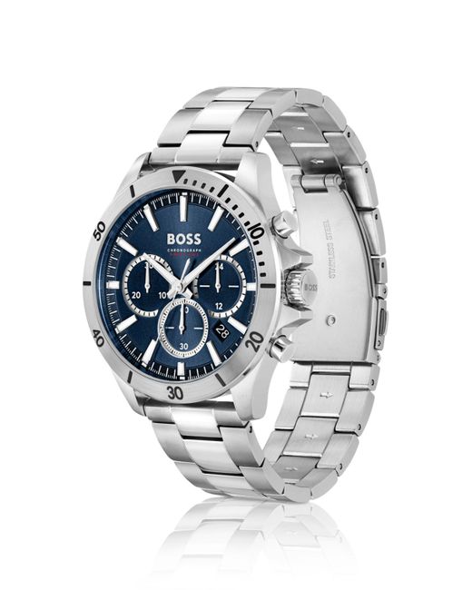 Boss Blue-dial Chronograph Watch With Link Bracelet for men