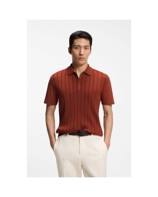 Boss Red Zip-Neck Polo Shirt for men