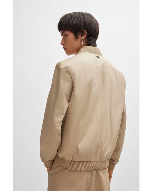 HUGO Natural Slim-fit Jacket In Performance-stretch Cotton for men