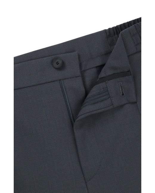 HUGO Blue Slim-fit Trousers In Patterned Stretch Twill for men