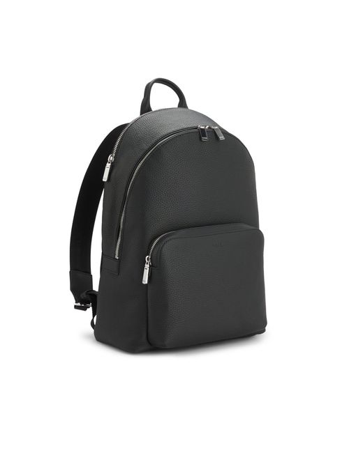 Boss Black Grained Italian-Leather Backpack With Emed Logo for men