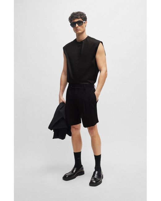 Boss Black Sleeveless Regular-fit Shirt In Easy-iron Cotton Poplin for men