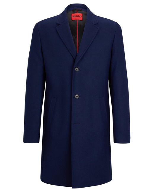 HUGO Woolblend Coat With Ivorynut Buttons in Blue for Men Lyst UK