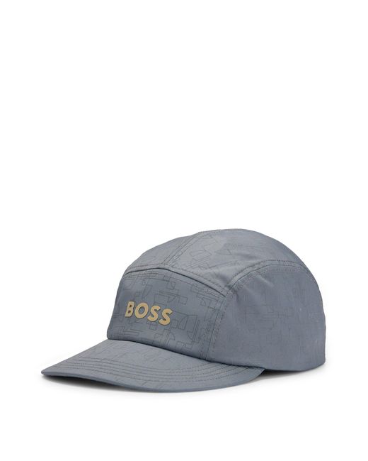 Boss Gray Twill Running Cap With Logo And Seasonal Pattern for men
