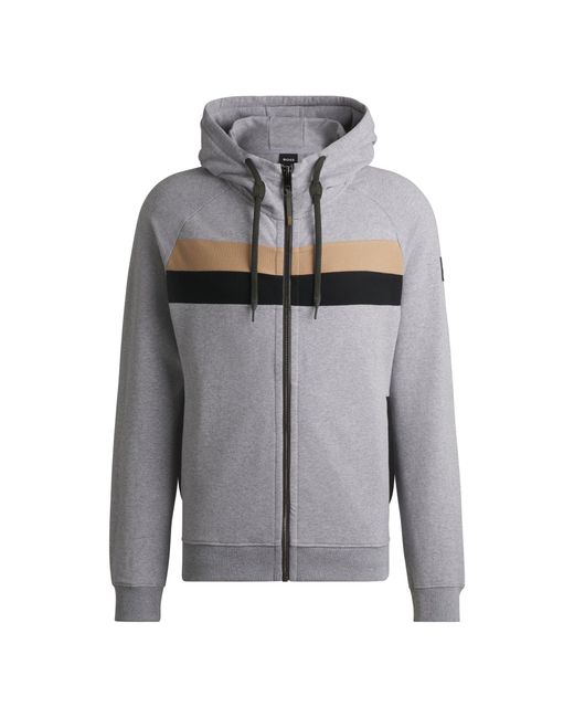 Boss Gray Equestrian Zip-Up Hoodie for men