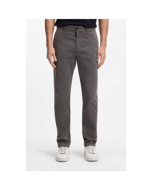 Boss Gray Tapered-Fit Trousers for men