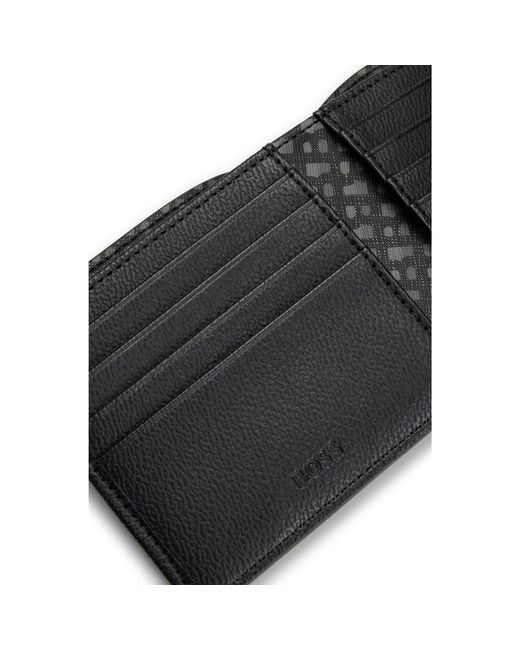 Boss Black Monogram-Panel Folding Wallet With-Foil Logo for men