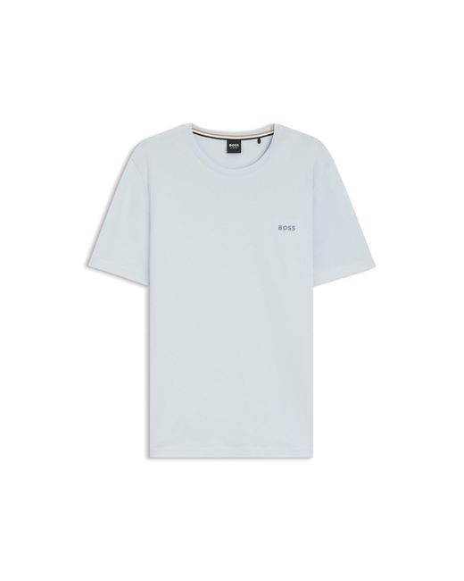 Boss Blue Logo-Embroidered T-Shirt for men