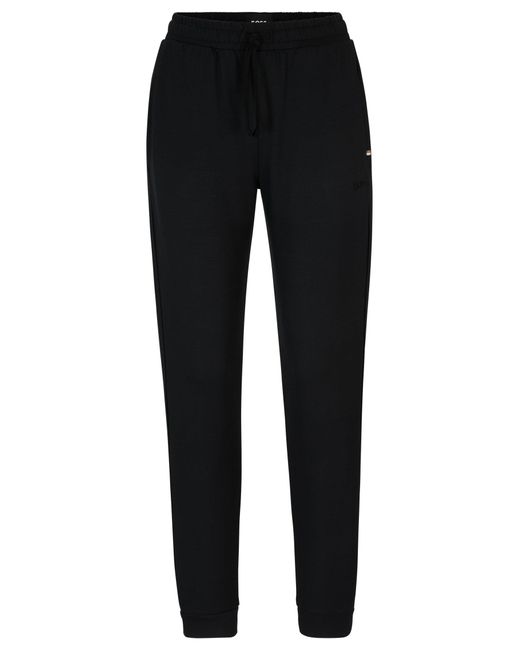 Boss Black French-terry Tracksuit Bottoms With Embroidered Logo