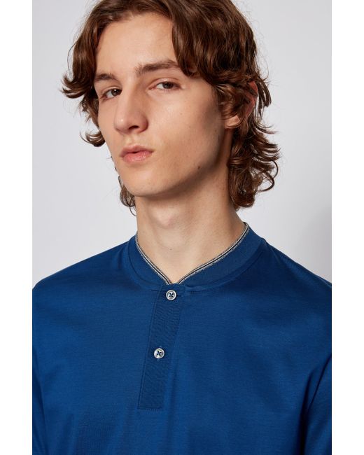 BOSS - Mercerized-cotton polo shirt with signature-stripe collar