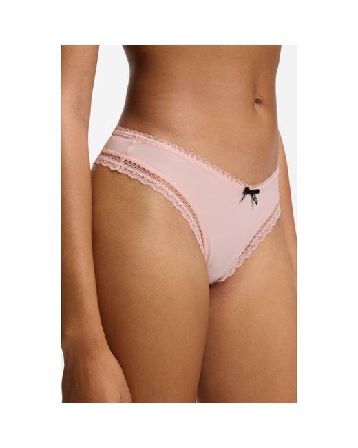 HUGO Pink Lace-Trim Thong
