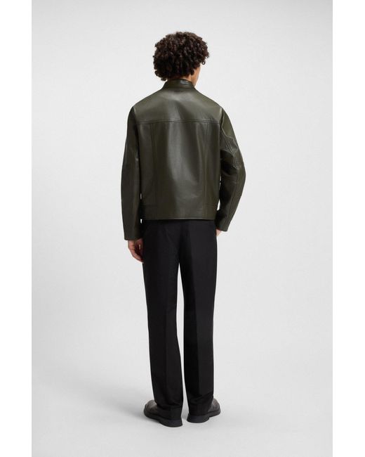 HUGO Slim-Fit Jas Van Generfd Leer in het Green voor heren