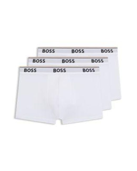 Lot de trois boxers courts en coton stretch ornés de logos à la taille Boss pour homme en coloris White