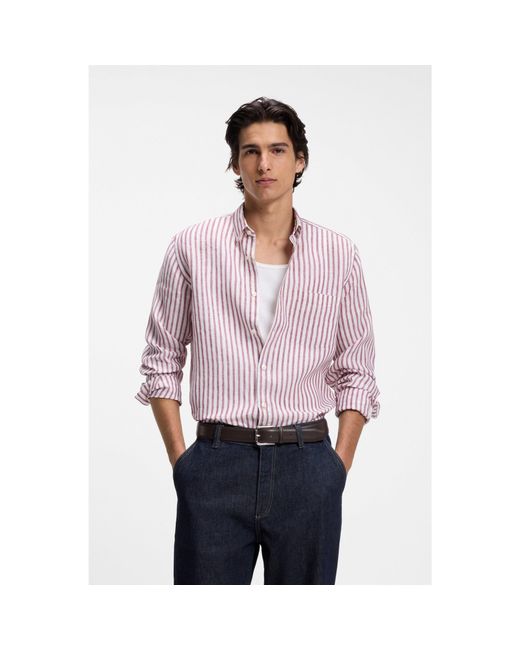 Boss Purple Regular-Fit Button-Down Shirt for men