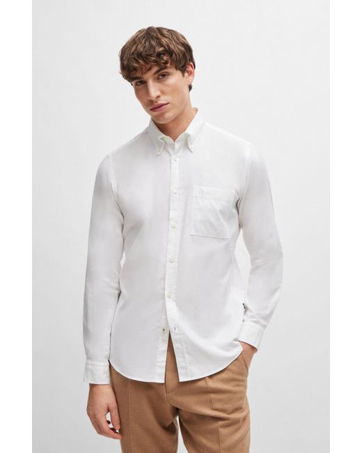 Boss Slim-Fit Hemd aus Oxford-Baumwolle mit Button-Down-Kragen in White für Herren
