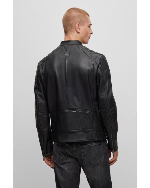BOSS Slim fit Biker Jacket In Leather With Padding in Black for Men Lyst Canada