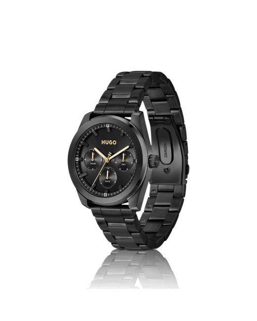 HUGO Black Bright Sport-Plated Watch With Tonal Dial And Bracelet for men