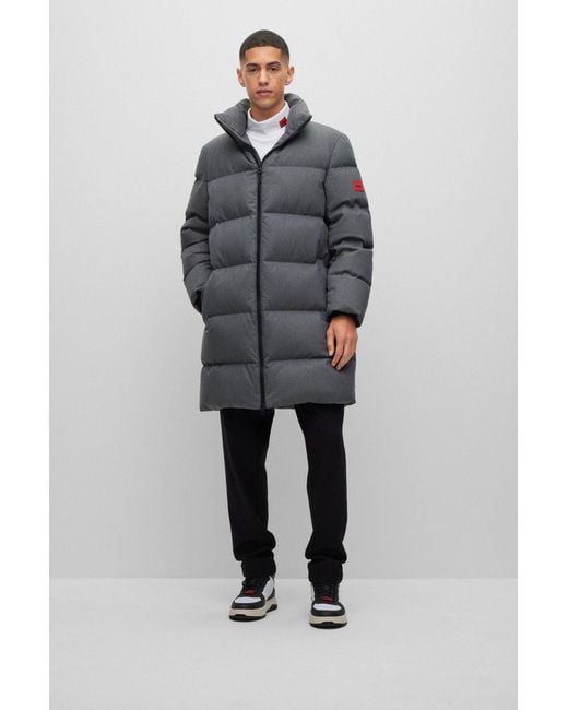 Water repellent down puffer coat with red logo label Clearance