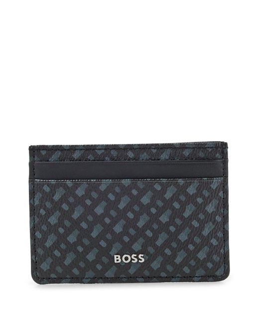 BOSS by HUGO BOSS Moneyclip Card Holder In Italian Monogrammed Fabric