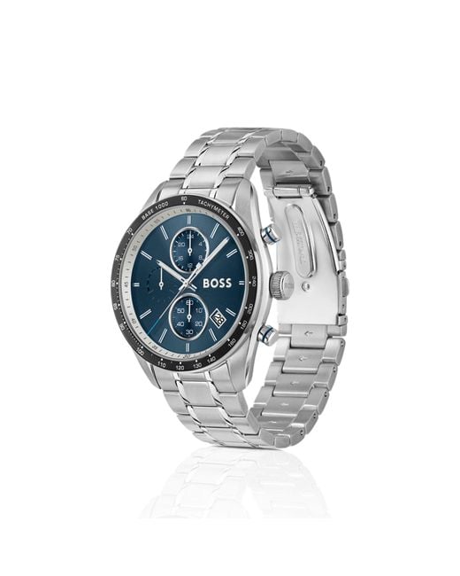 Boss Blue Grand Prix Vitesse-Dial Watch With Integrated Bracelet for men