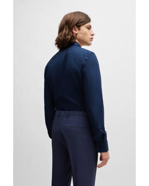 HUGO Slim-Fit Hemd aus bügelleichter Baumwoll-Popeline in Blue für Herren
