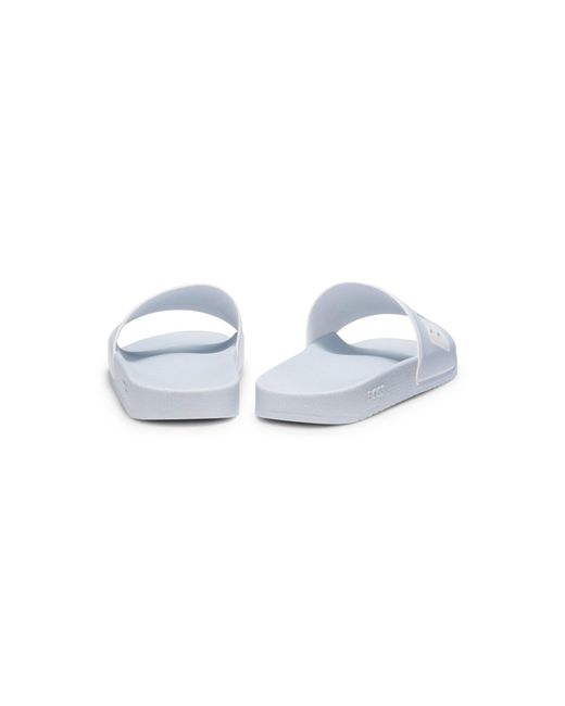 Boss Blue Italian-Made Slides With Large Logo Detail for men