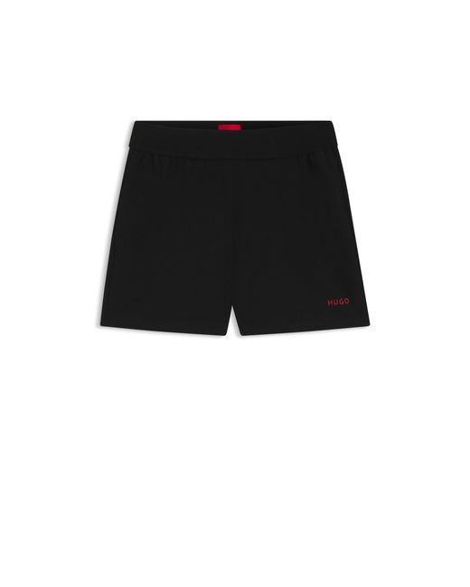 HUGO Black Logo-Print Shorts
