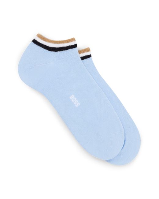 Boss Zweier-Pack knöchellange Socken mit Signature-Streifen in Blue für Herren