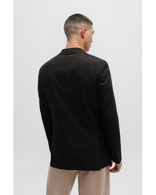 HUGO Black Slim-fit Jacket With Studded Lapels for men