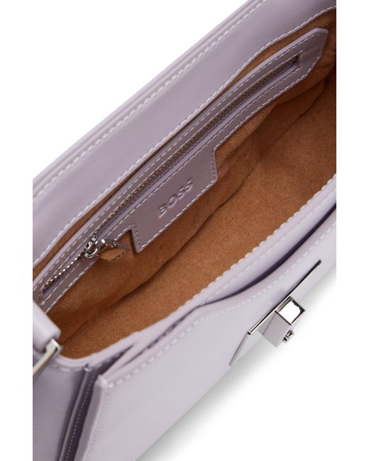 Boss Purple Satteltasche aus Leder mit charakteristischen Metall-Details und Monogramm