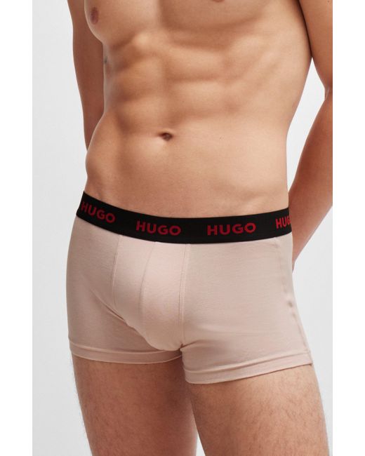 HUGO Dreier-Pack Boxershorts aus Stretch-Baumwolle mit Logos am Bund in Multicolor für Herren