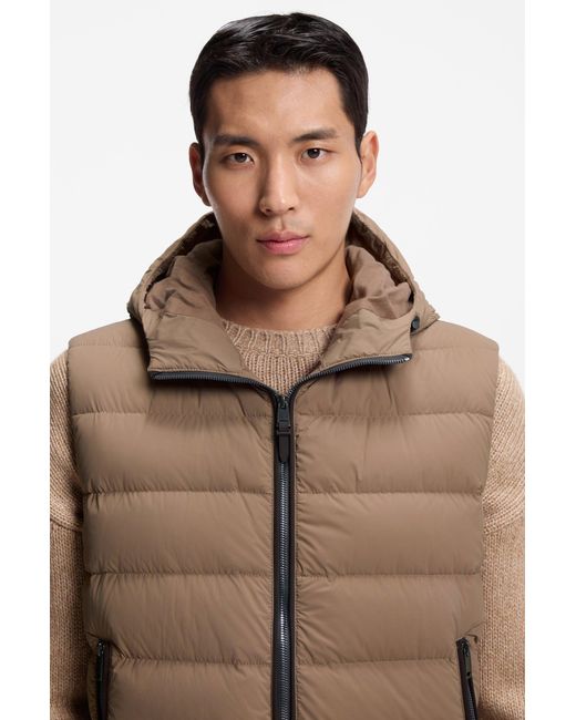 Boss Waterafstotende Bodywarmer Met Capuchon En Donsvulling in het Brown voor heren