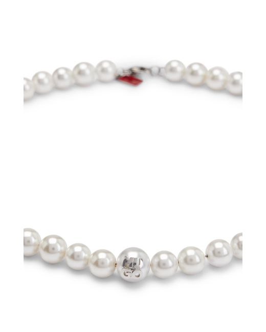 Collier à logos revisités avec perles véritables et perle synthétique HUGO pour homme en coloris White