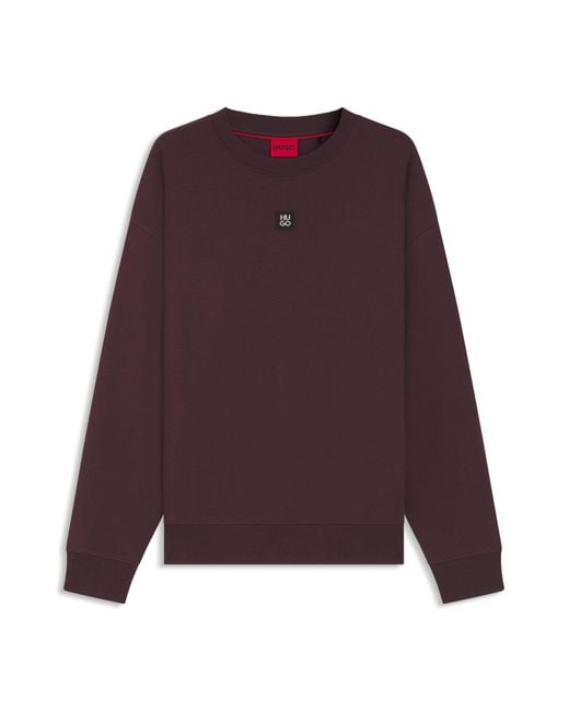 HUGO Sweater Van Een Katoenmix Met Tweedelige Logopatch in het Purple voor heren