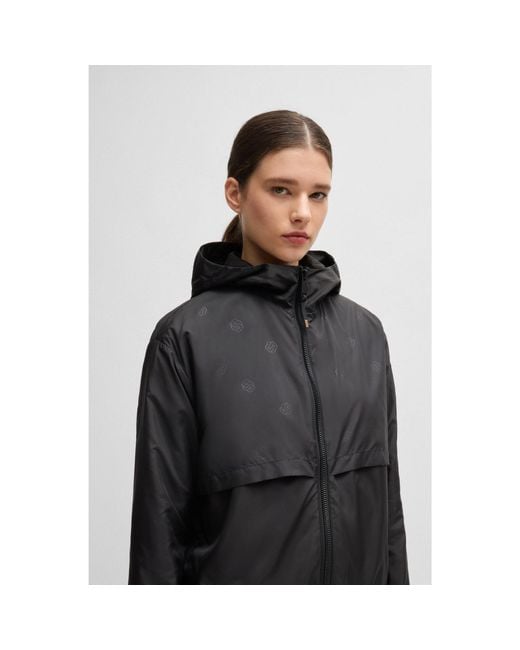 Boss Black Equestrian Waterproof Rain Jacket With Double B Monogram Motif
