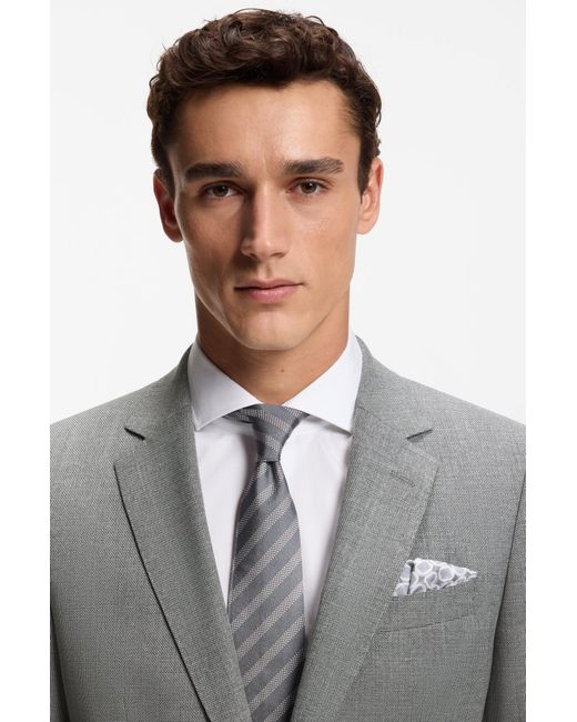 Boss Slim-Fit Blazer Van Stretchwol Met Dessin in het Gray voor heren