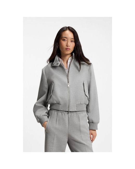 Boss Gray Regular-Fit Bomber Jacket