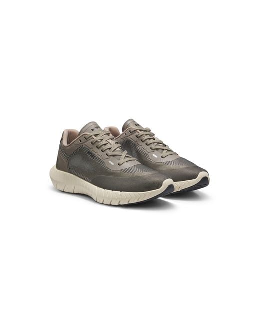 Boss Gray Motion Lace-Up Trainers for men