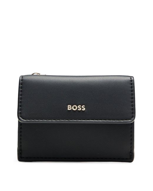 Boss Black Faux-leather Card Holder With Zipped Coin Pocket
