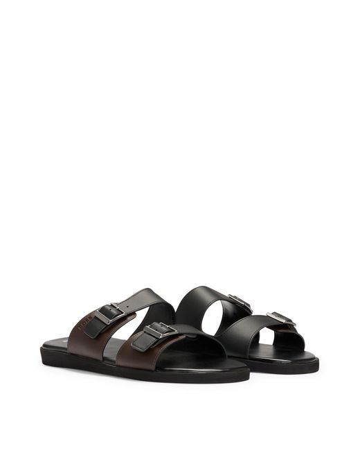 Boss Slides Mit Zwei Kunstlederriemen Und Schließen in Black für Herren
