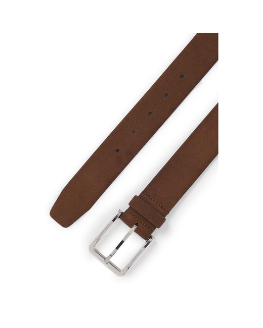 Boss Brown Suede Belt With-Tone Buckle for men