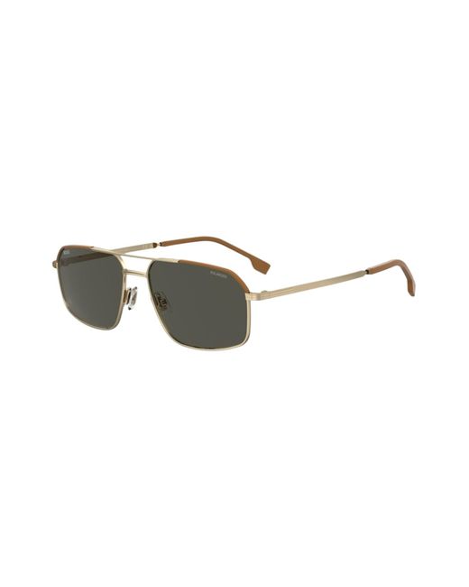 Boss Black Limited-edition Italian-crafted Sunglasses With Leather Trims for men