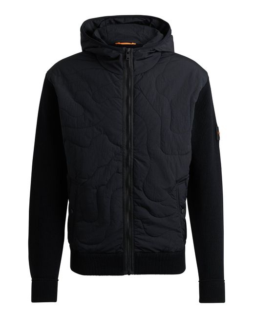 Boss Blue Relaxed-fit Padded Jacket In Mixed Materials for men