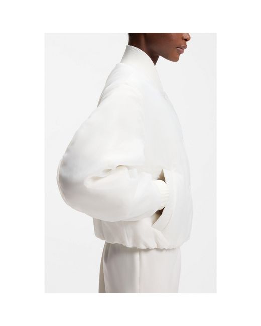 HUGO White Water-Repellent Jacket With Chiffon Overlay