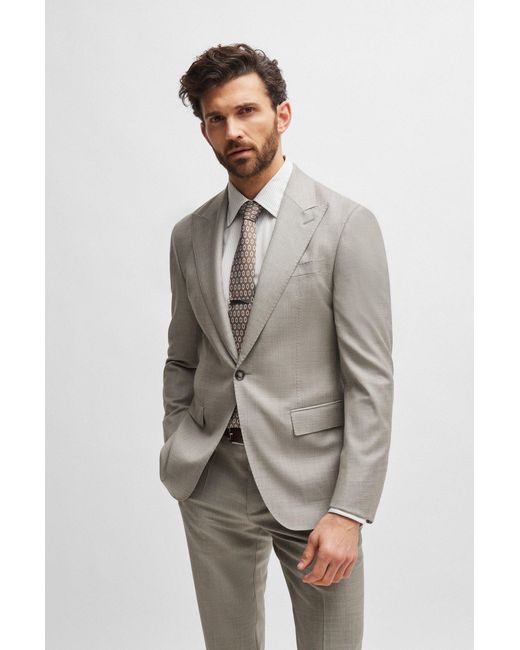 Boss Green Slim-fit Suit In Water-repellent Micro-patterned Wool for men