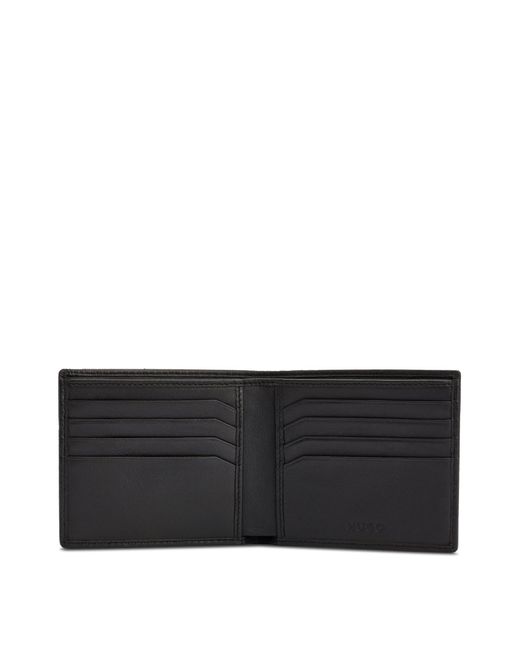 HUGO Black Nappa-leather Billfold Wallet With Stacked Logo for men