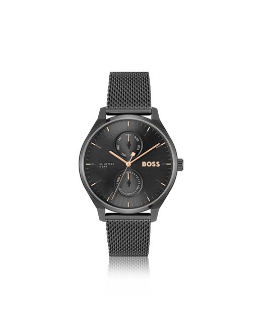 Boss Black Mesh-Bracelet Watch With Dial for men